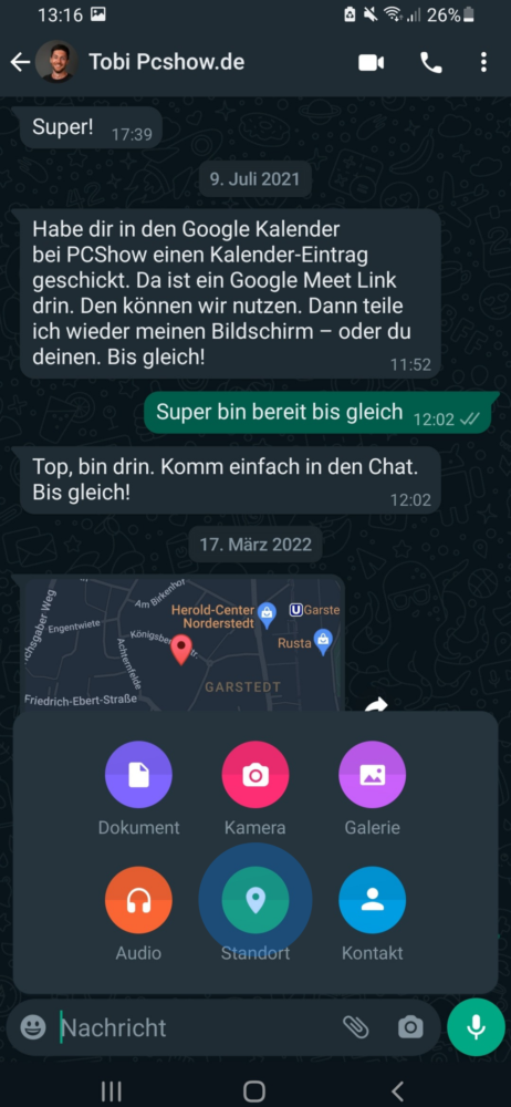 Bei Android Ort senden