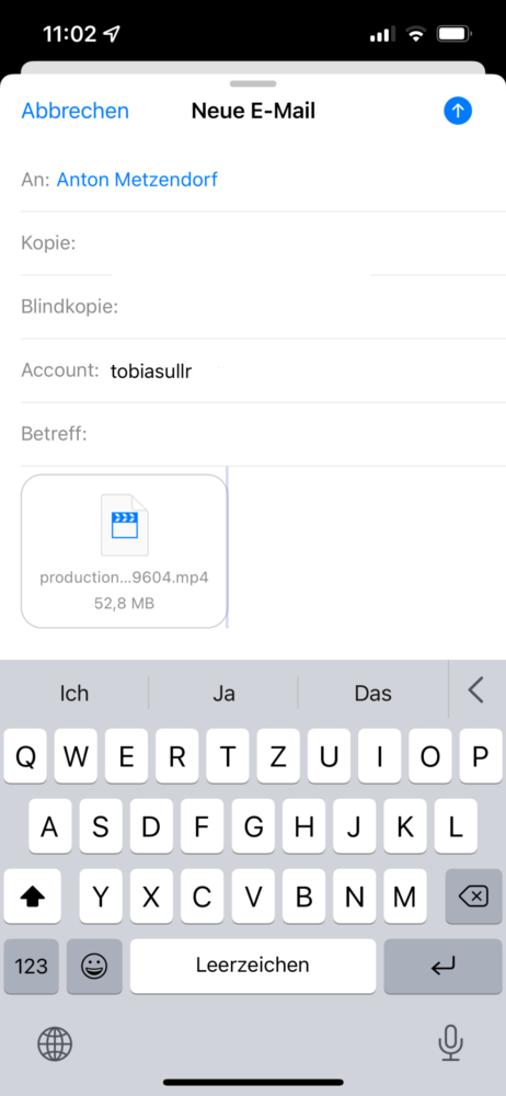 In der Mail App große Anhänge per Mail Drop senden