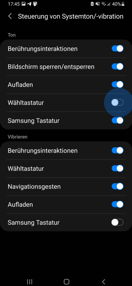 Tatstatur Stumm schalten am Android