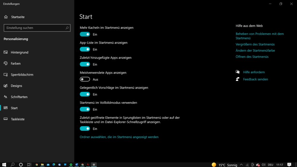 Windows 10 Startmenü anpassen und Kacheln hinzufügen