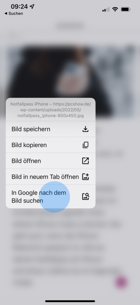 Über Google Chrome am iPhone nach Bild suchen