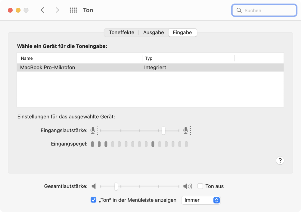 Mikrofon Einstellungen Mac