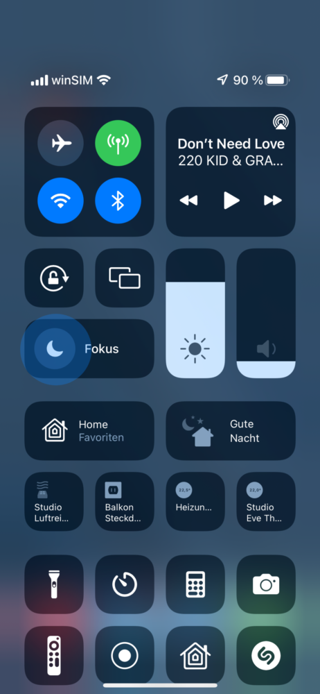 Am iPhone das Kontrollzentrum nutzen