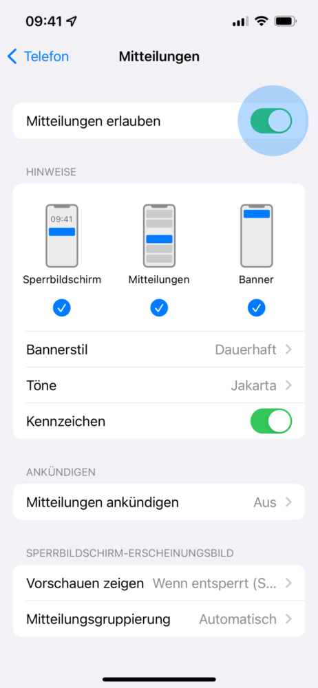 Mitteilungen erlauben iPhone