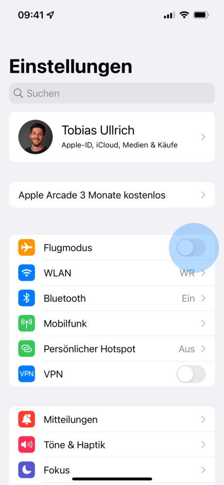 Flugmodus einschalten da iPhone nicht klingelt