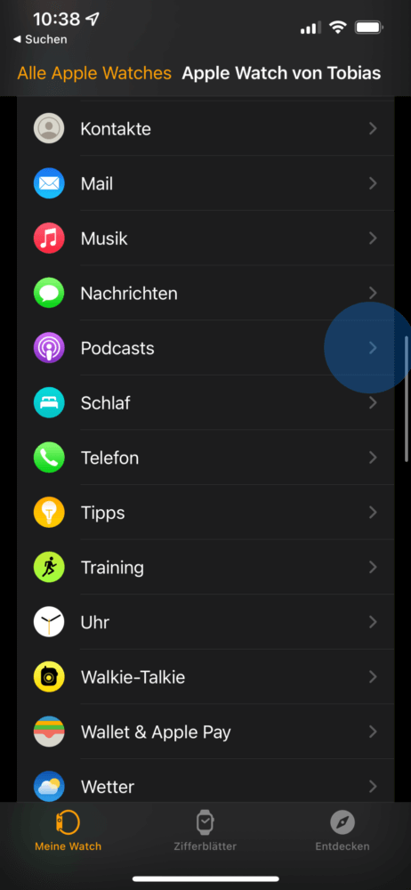 Podcast auf Apple Watch von iPhone laden