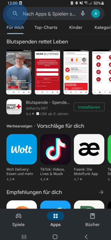 App im Google Play Store suchen