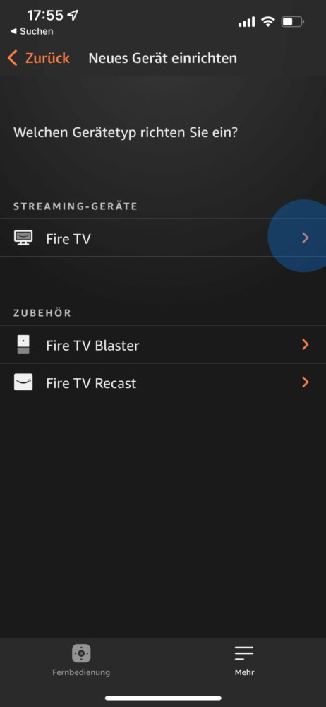 Fire TV koppeln per App