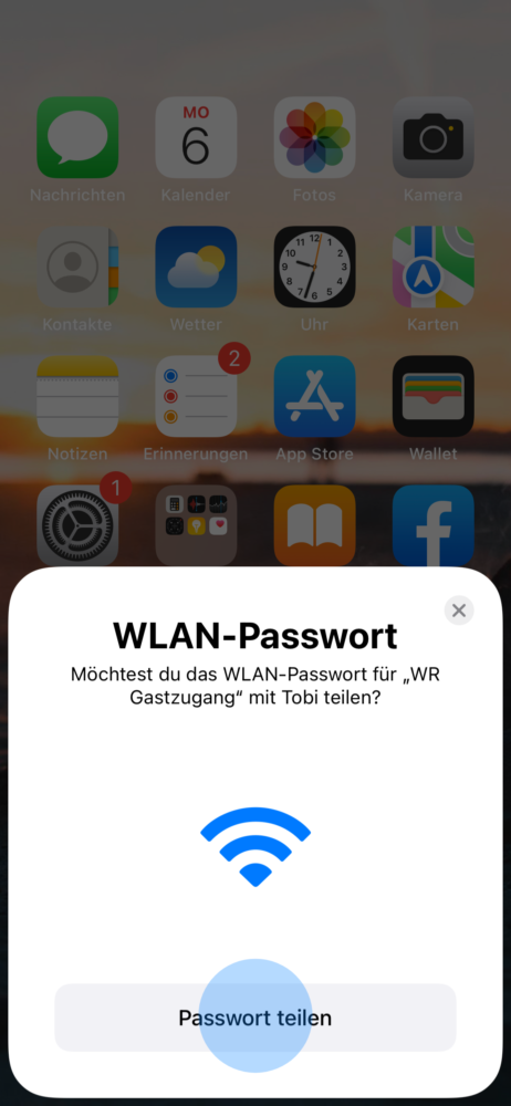 WLAN Passwort teilen am iPhone