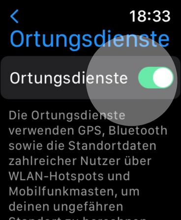 Aktiviere die Ortungsdienste