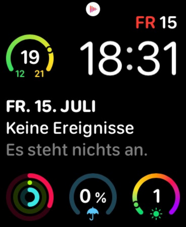 Lege den Finger unten auf das Display der Apple Watch