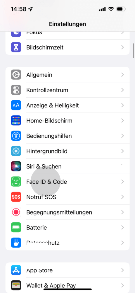 Einstellungen am iPhone öffnen