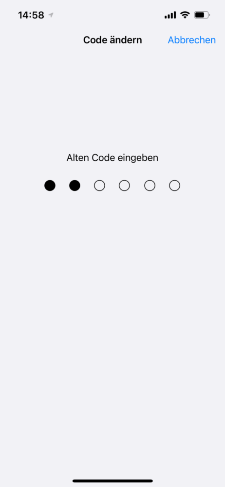 Neuen Code eingeben