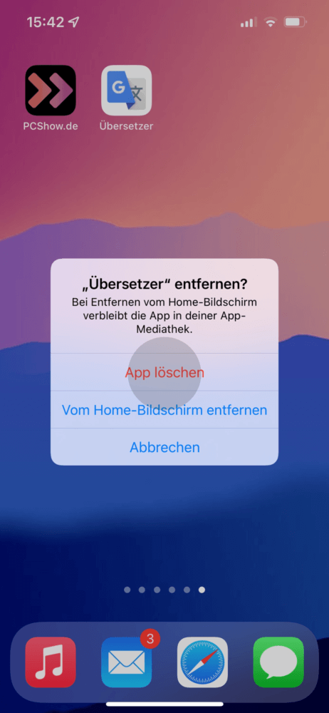 Klicke danach auf "App löschen", um die App zu entfernen