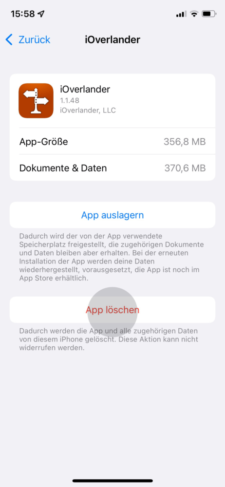 Tippe dann auf "App löschen", um sie vom Telefon zu entfernen