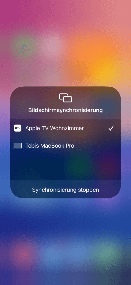 Nun kannst du den iPhone Bildschirm spiegeln