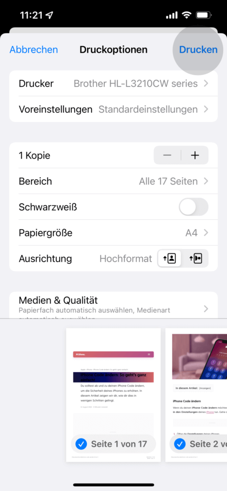 iPhone Drucker einrichten