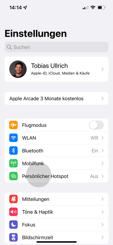 iPhone Hotspot einrichten