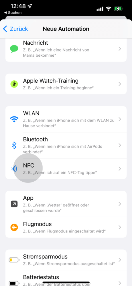 NFC auswählen