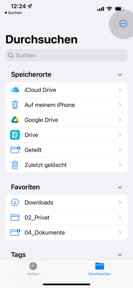 Dateien-App auf iPhone öffnen