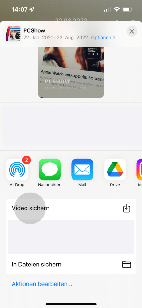 iPhone Rückblick als Video sichern