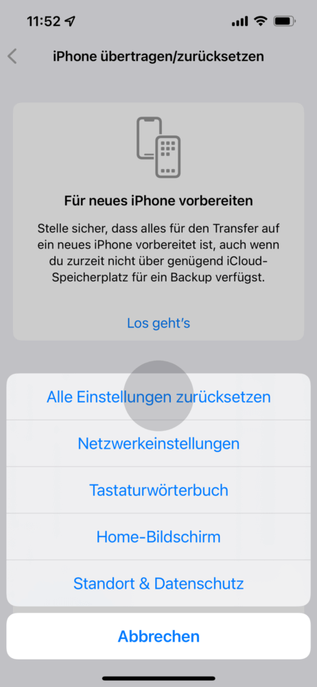 Alle Einstellungen zurücksetzen, wenn iPhone Anruf fehlschlägt