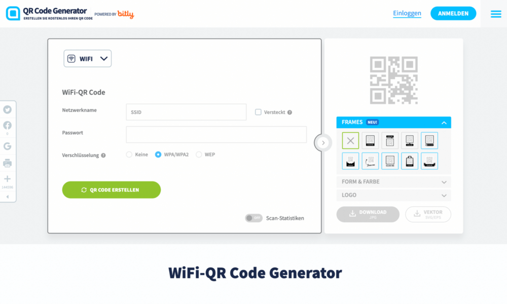 iPhone QR Code für WLAN online erstellen
