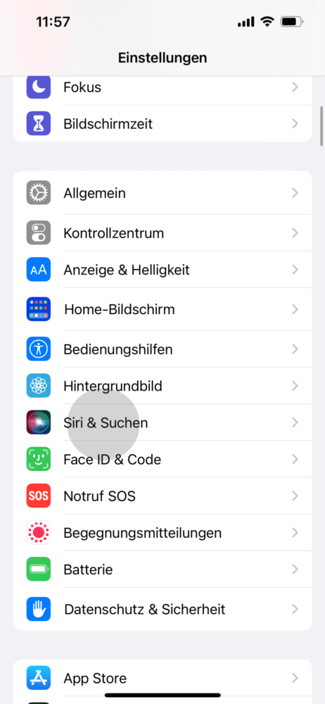 Siri-Einstellungen öffnen