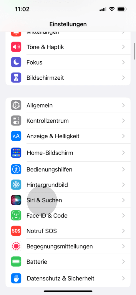 Siri-Einstellungen öffnen